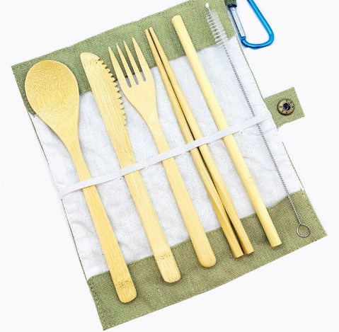 Portable Eco Friendly Cutlery Set 7Pcs Bamboo Cutlery