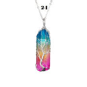 Rainbow Stone Tree of life Pendant Necklace