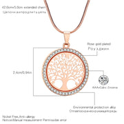 Tree of Life Hot Crystal Round Small Pendant Necklace