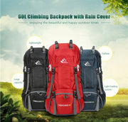 60L Outdoor Backpack Camping Bag with Rain Cover