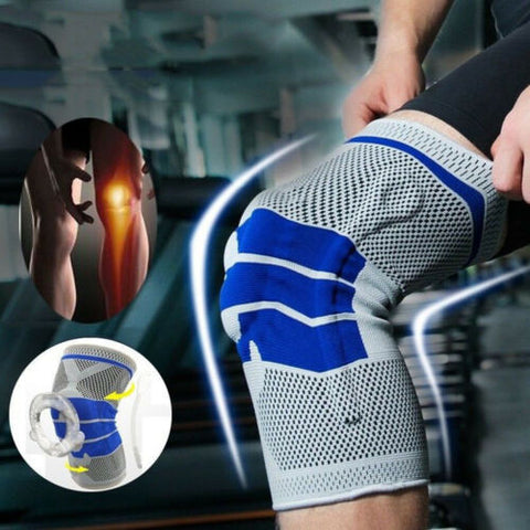 Silicone Spring Knee Brace Sport Support Strong Meniscus Protection Compression Lnee Pads