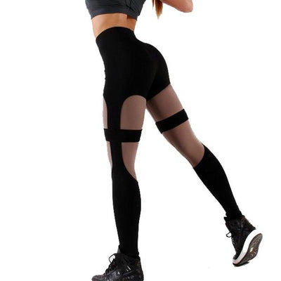 Black Thigh Print Fitness Leggings