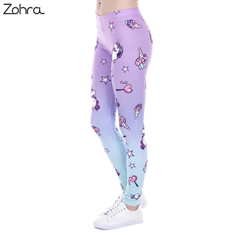 New Fashion Women Leggings Unicorn And Sweets Printing leggins Fitness legging Sexy High waist Woman pants